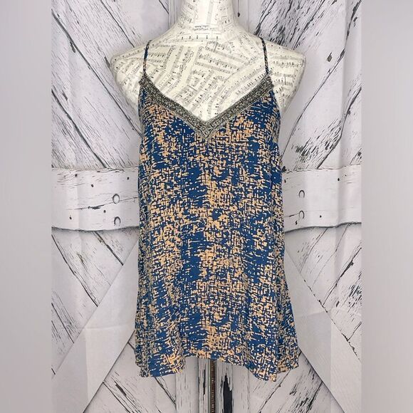 Plenty by Tracy Reese T-Back Tank Top Beaded Neckline 4 - Picture 1 of 4